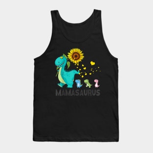 Mamasaurus Family Dinosaurs Sunflower Tank Top